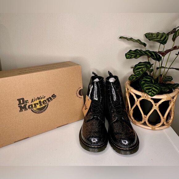 NEW Dr. Martens 1460 Y Cosmic Glitter Black Combat Boots Juniors 6, Women’s US 6 - Picture 2 of 13